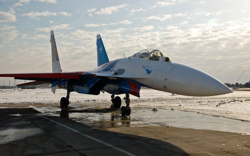 Su-27 fighter jet on tarmac