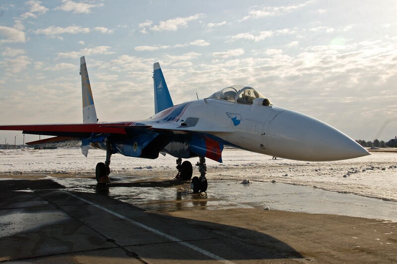 Su-27 fighter jet on tarmac