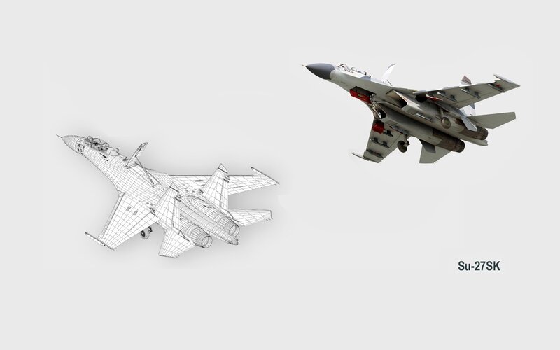 Su-27SK Fighter Jet — White