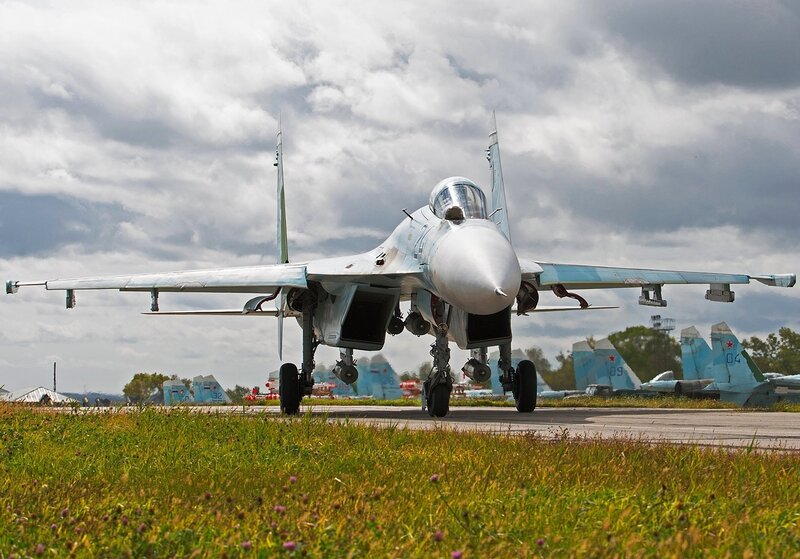 Su-30 Fighter Jet — Gray, Dramatic, Afternoon