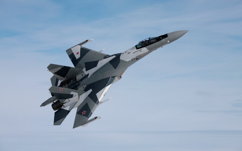 Su-30 Fighter Jet — Gray, Dynamic, Photograph, Sky