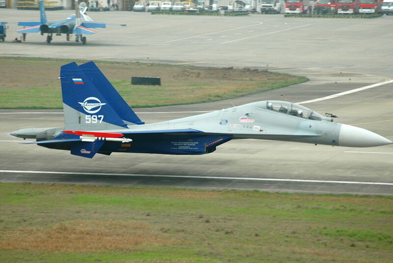 Su-30 fighter jet on runway