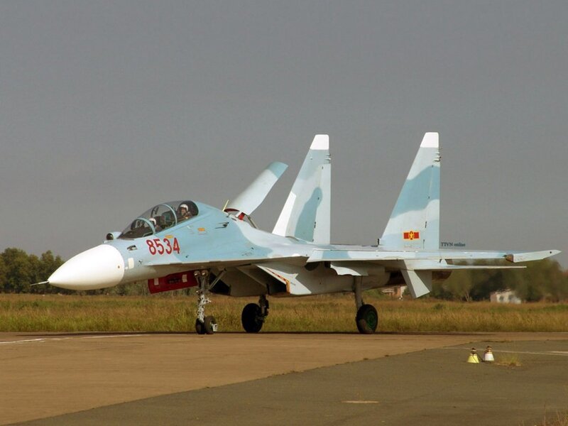 Su-30 fighter jet on runway