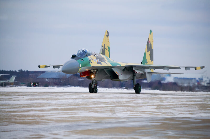 Su-30 fighter jet on runway