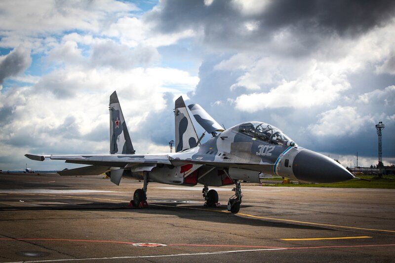 Su-30 fighter jet on tarmac