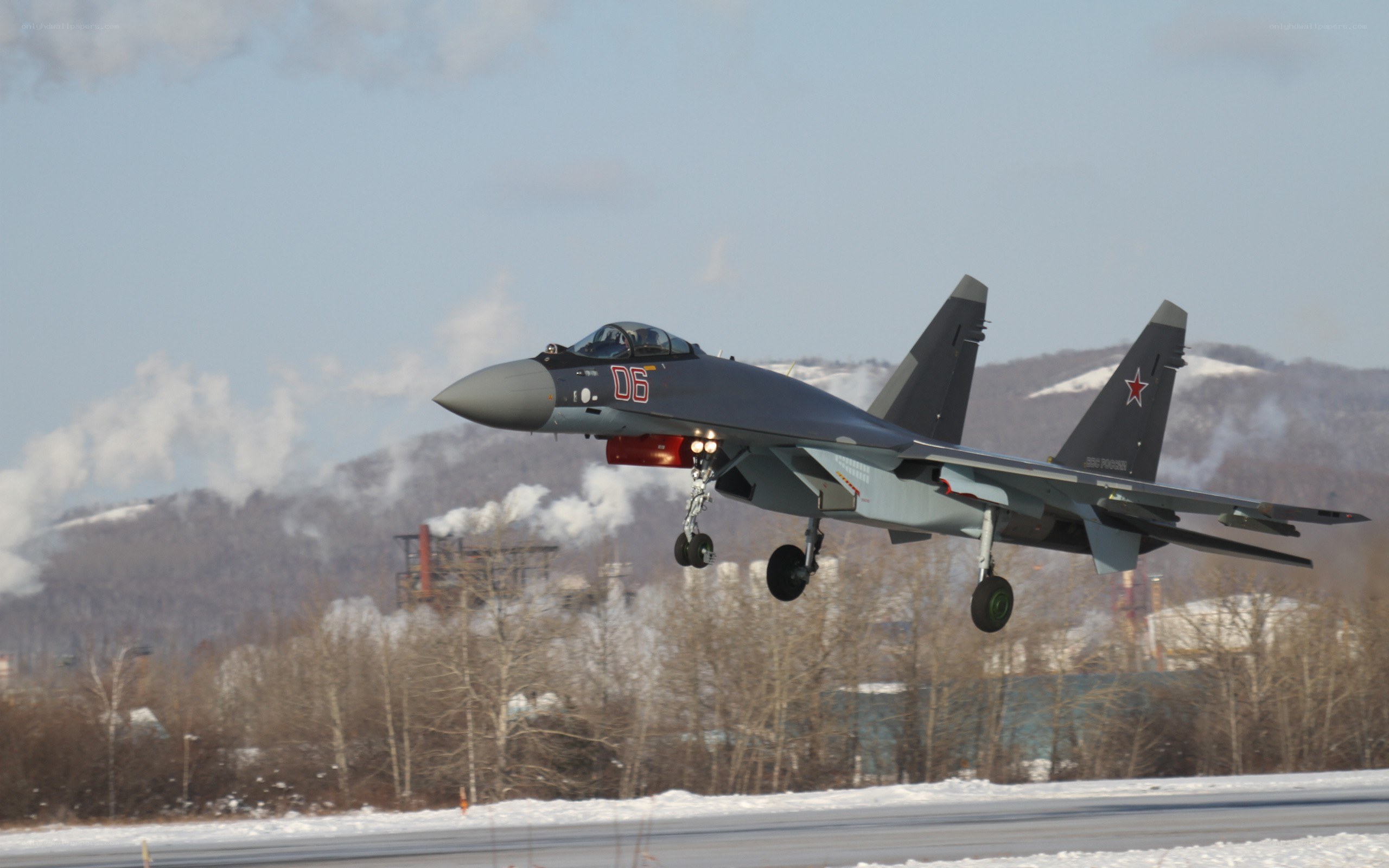 Su-30 fighter jet taking off