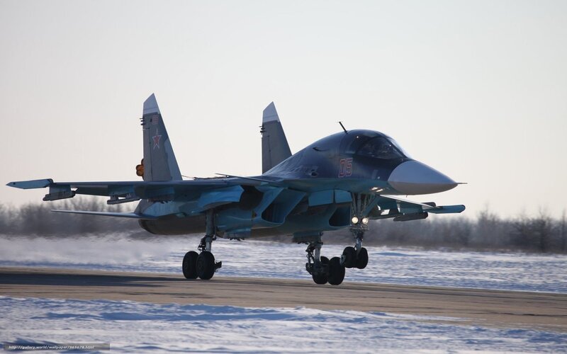 Su-34 Fighter Jet — Blue, Cold