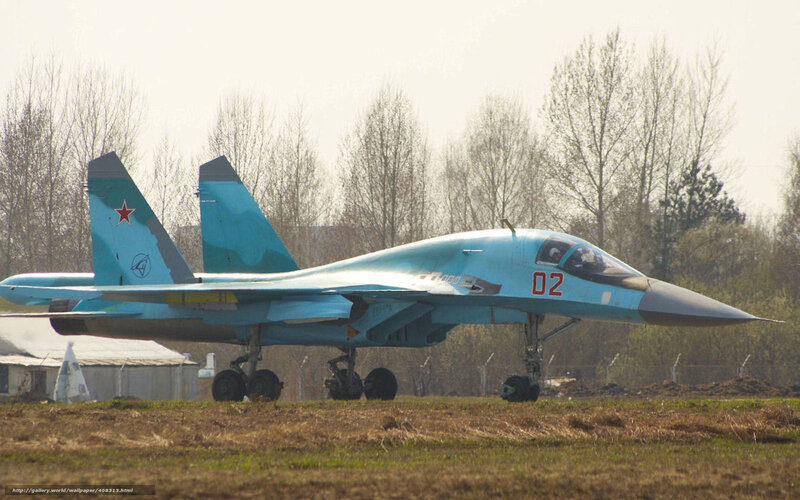 Su-34 fighter jet on airfield