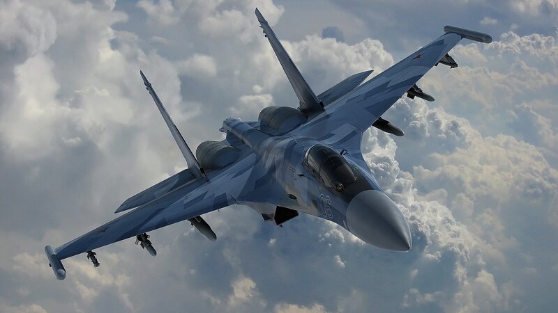 Su-35 Fighter Jet — Gray, Dramatic, Afternoon, Photograph