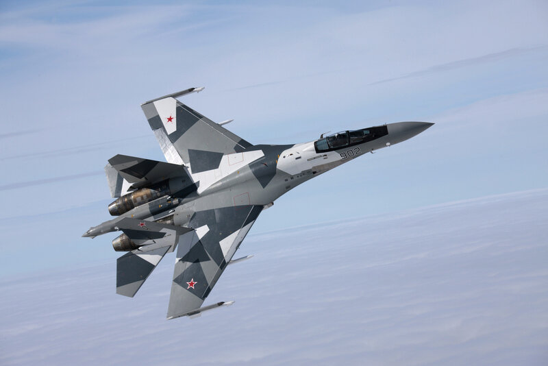 Su-35 Fighter Jet — Gray, Dramatic, Photograph, Aircraft, Sky, Clouds