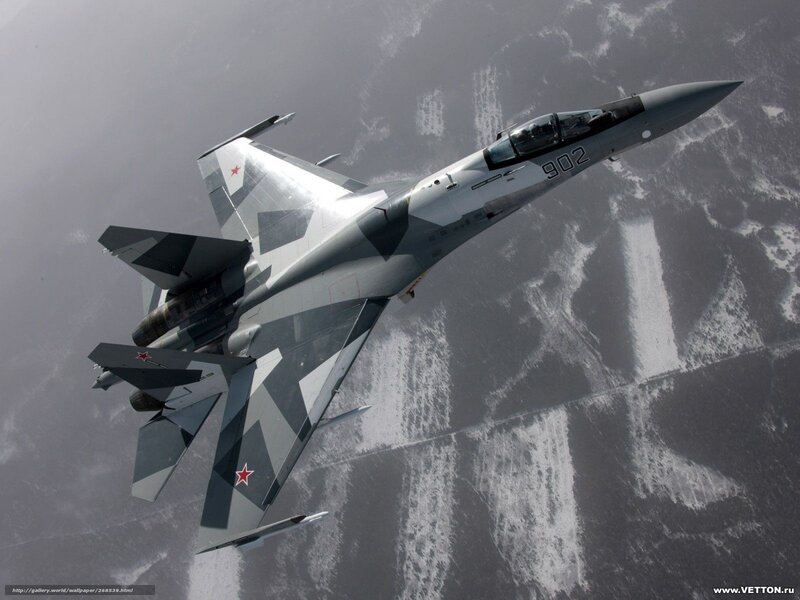 Su-35 Fighter Jet — Gray, Dramatic, Winter, Photograph, Aircraft, Sky