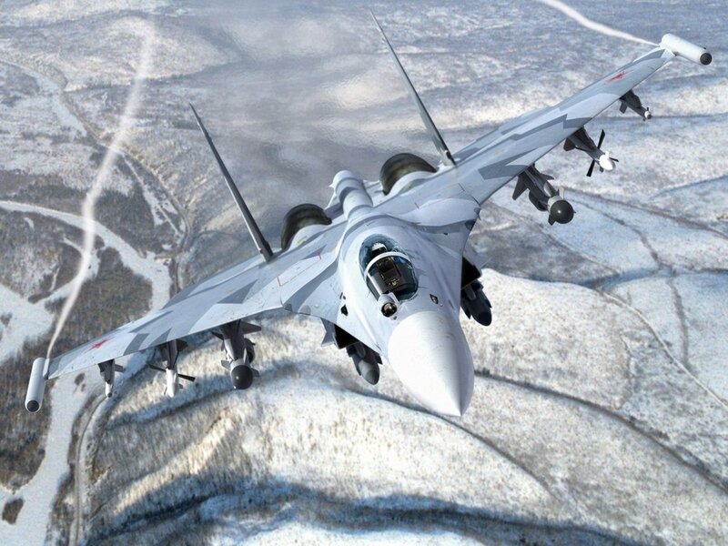 Su-35 Fighter Jet — Gray, Dramatic, Winter