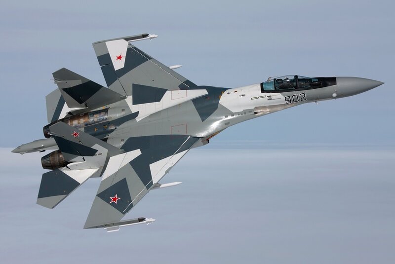 Su-35 Fighter Jet — Gray, Dynamic, Photograph, Aircraft, Sky, Missiles