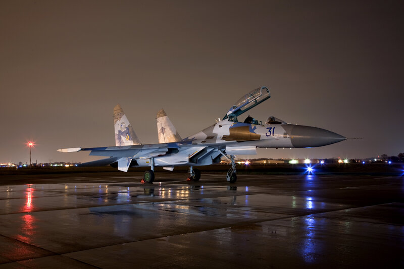 Su-35 fighter jet on tarmac