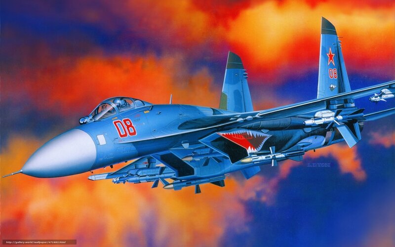 Su-37 Fighter Jet — Blue, Dramatic, Sunset