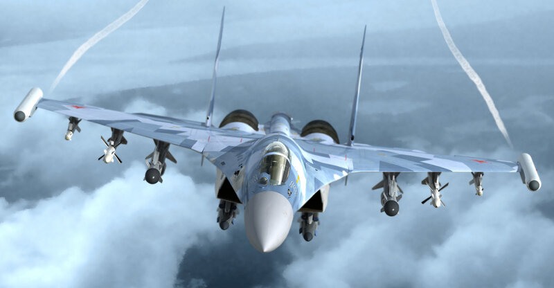 Su-37 Fighter Jet — Blue