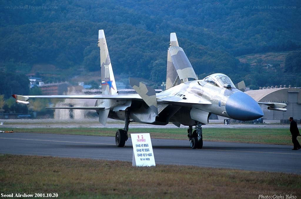 Su-37 fighter jet on display