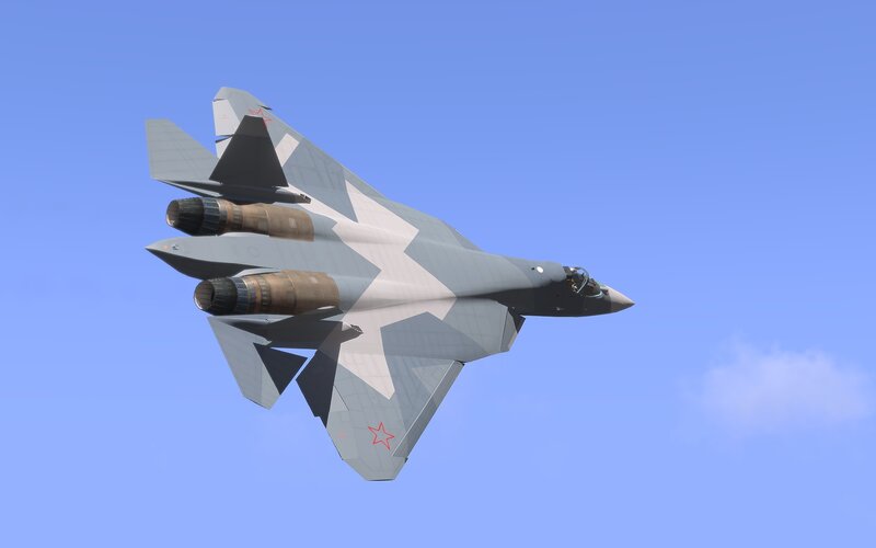 Su-57 Fighter Jet — Blue, Calm