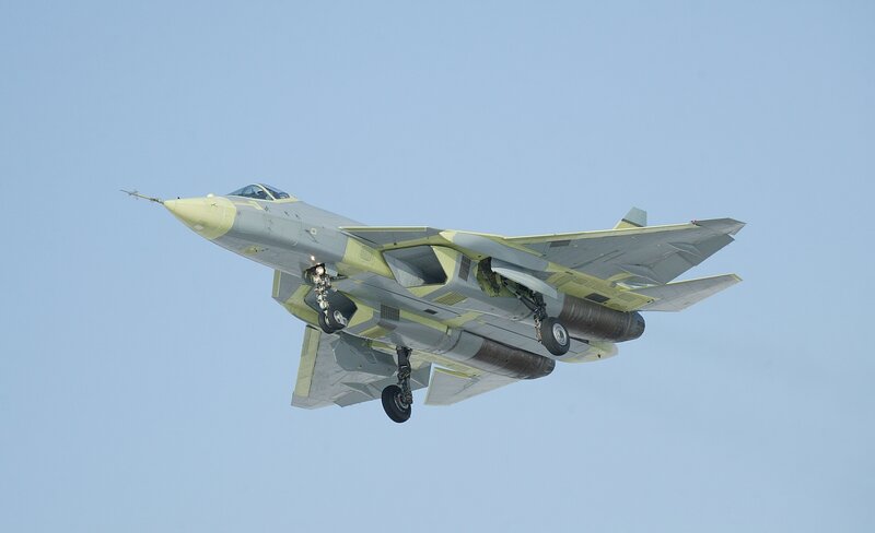Su-57 fighter jet in flight