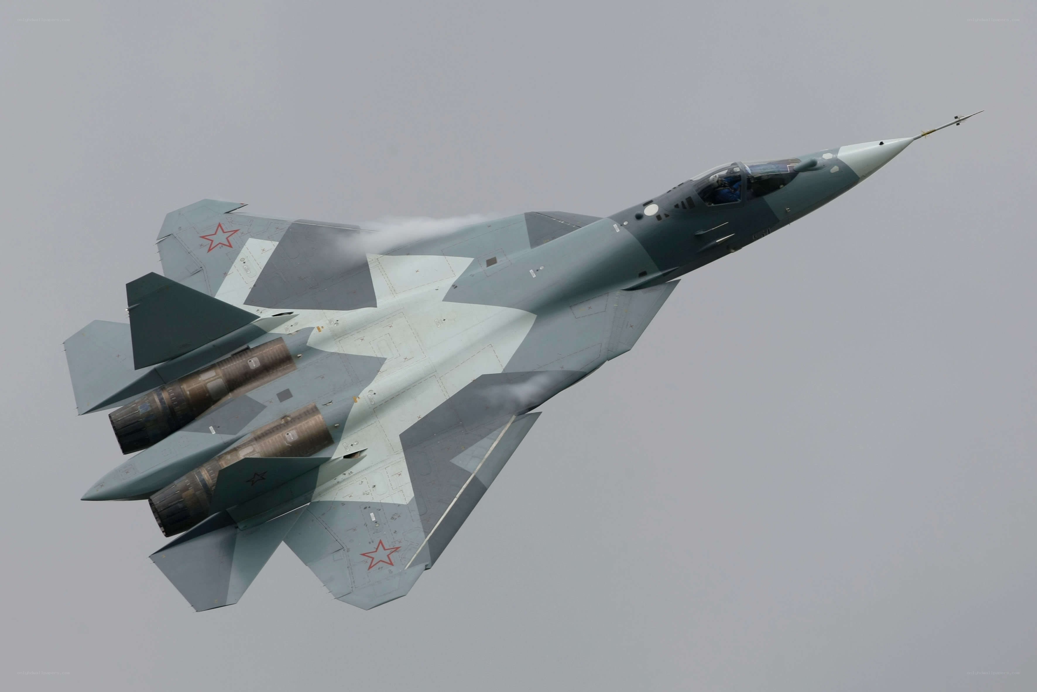 Su-57 fighter jet in flight