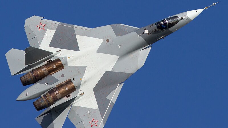 Su-57 fighter jet in flight