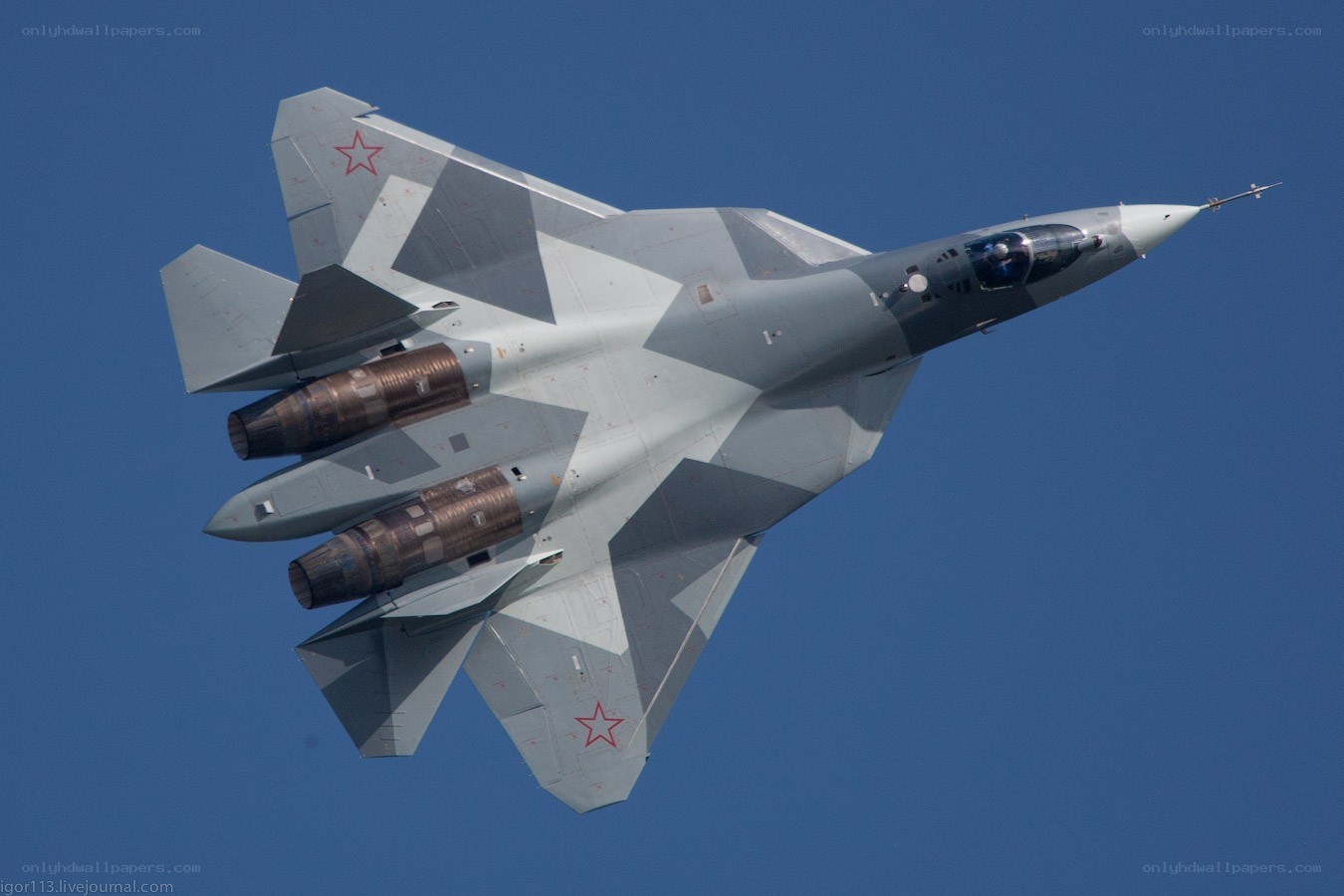 Su-57 fighter jet in flight