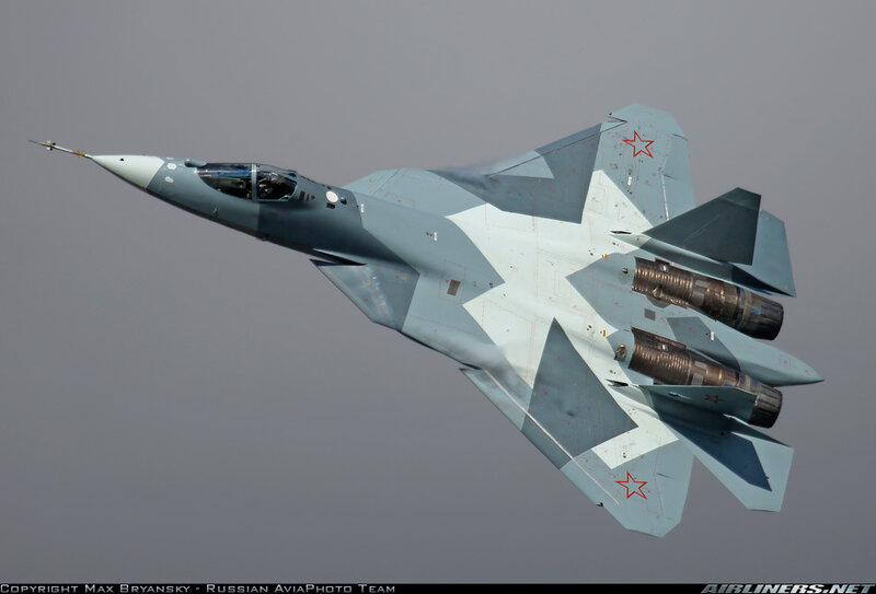 Su-57 fighter jet in flight