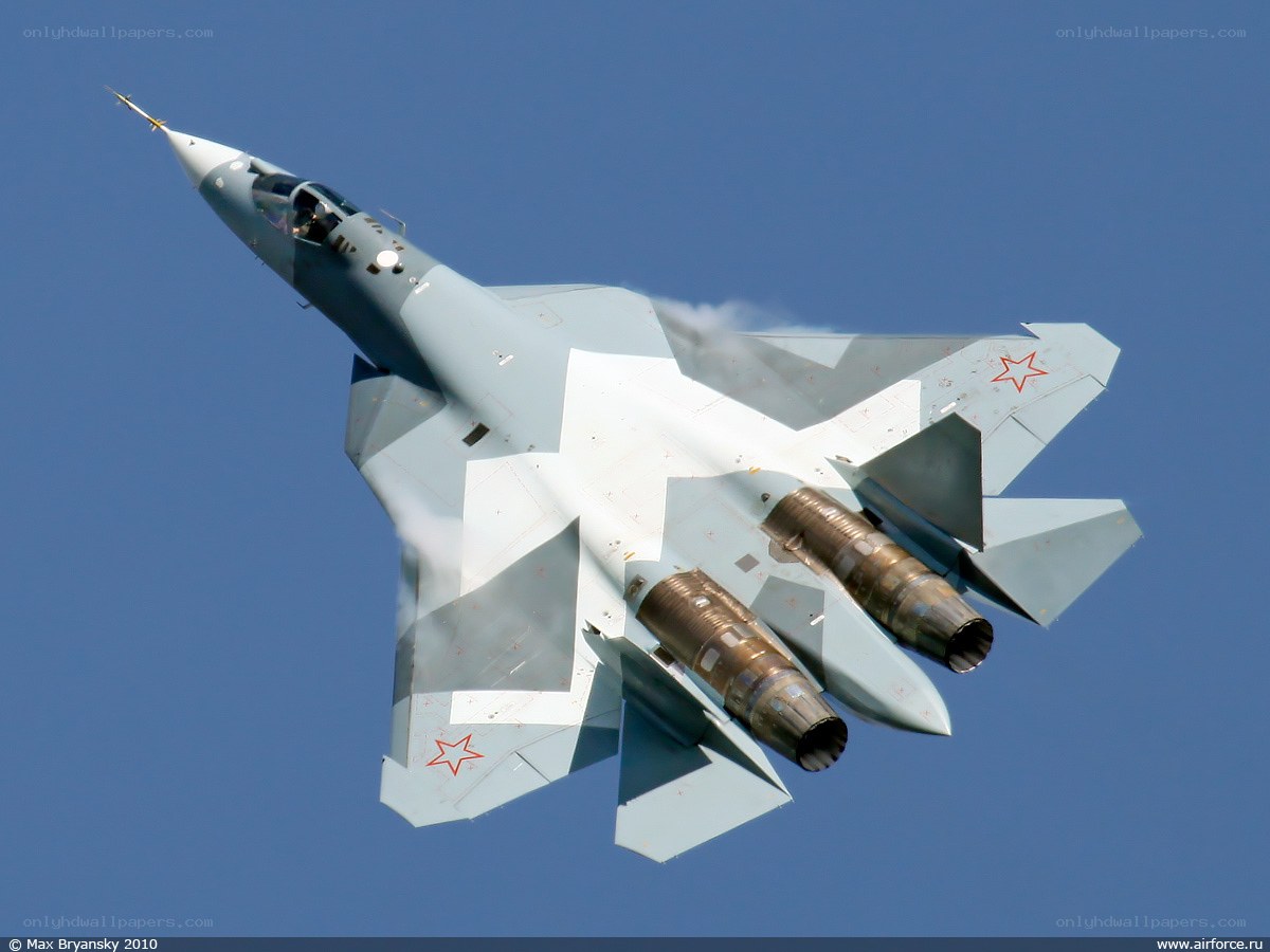 Su-57 fighter jet in flight