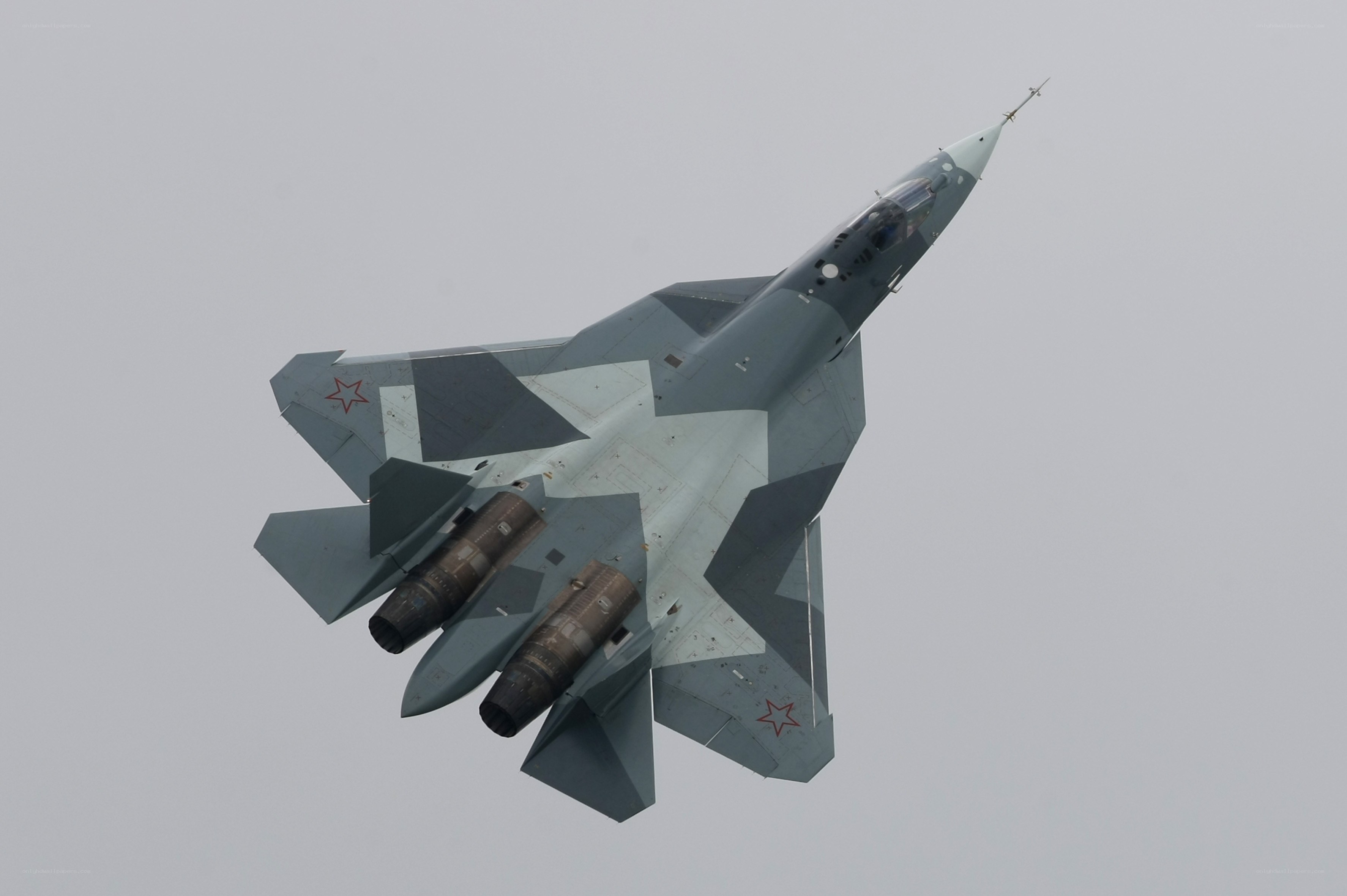 Su-57 fighter jet in flight