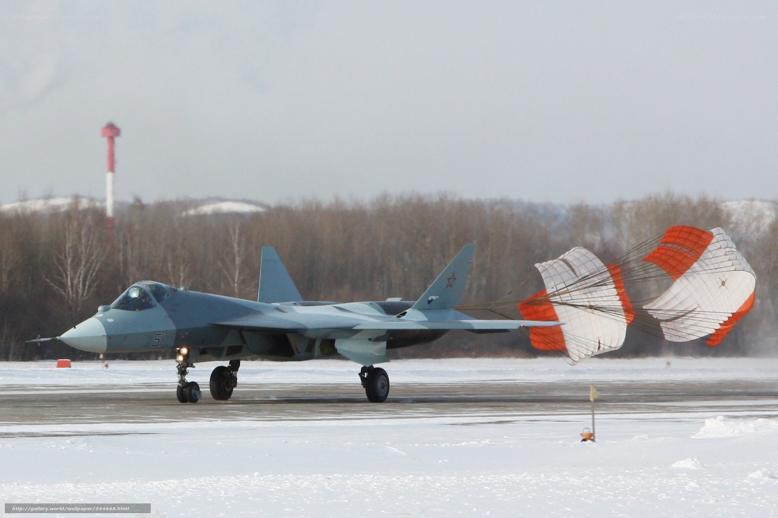 Su-57 fighter jet on runway