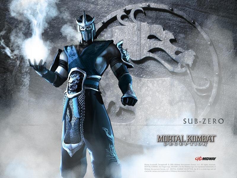 Sub-Zero Character — Blue, Dramatic, Digital Art, Dragon Logo, Fireball