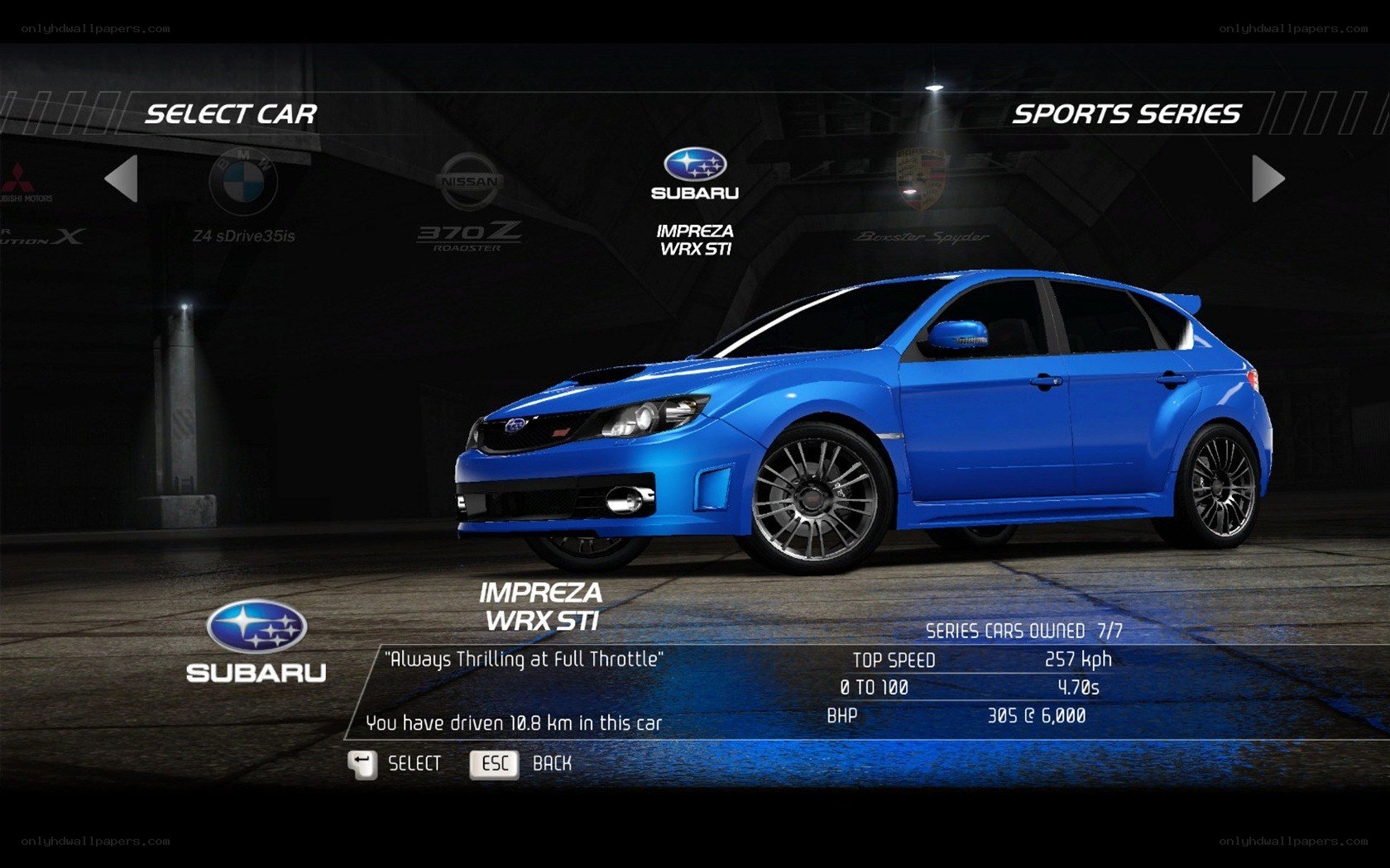 Subaru Impreza WRX STI car selection