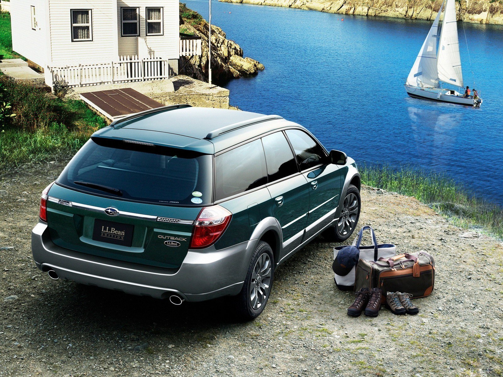 Subaru Outback by the water