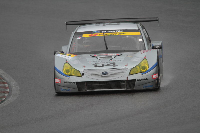 Subaru race car on track