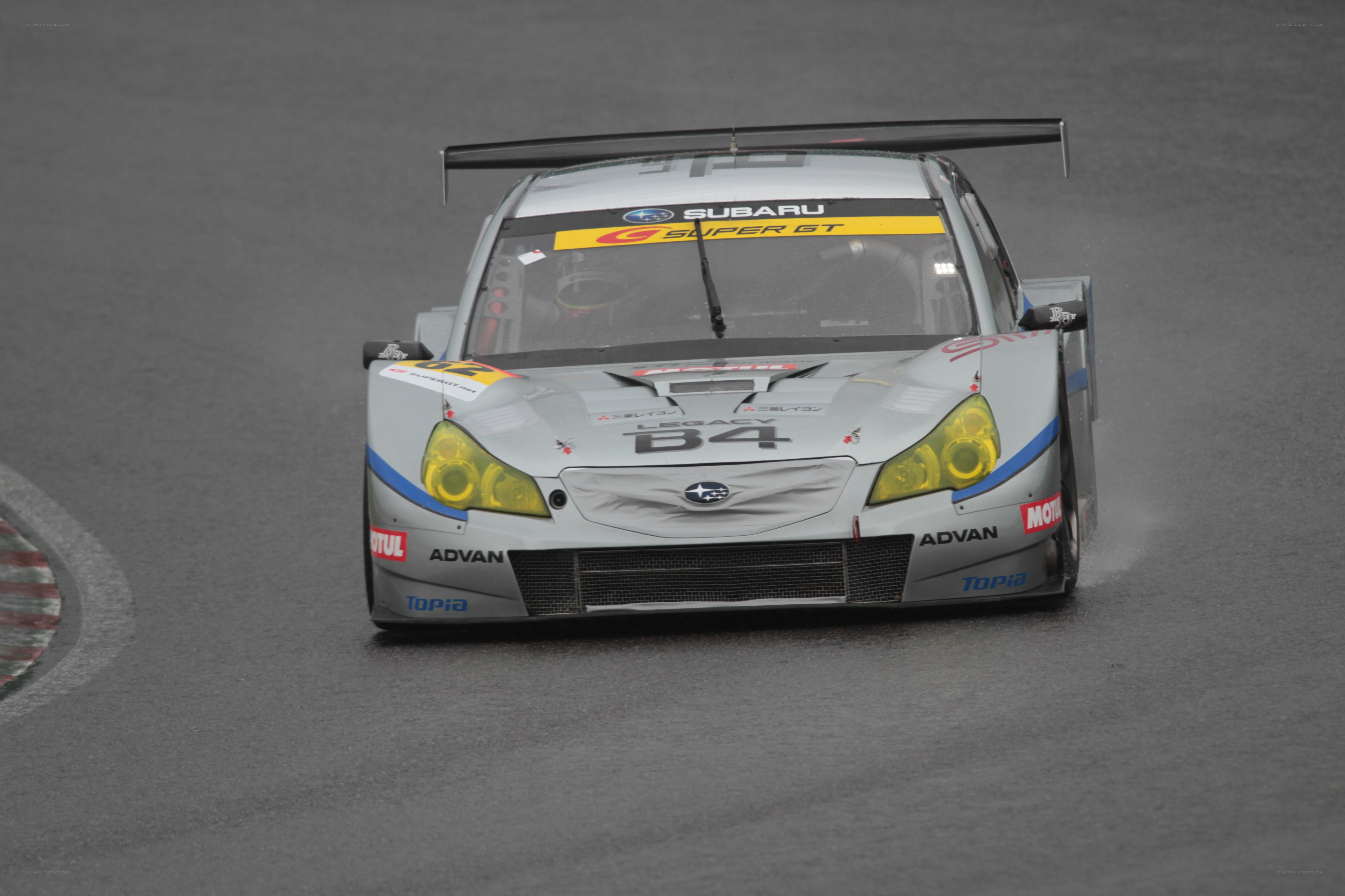 Subaru race car on track