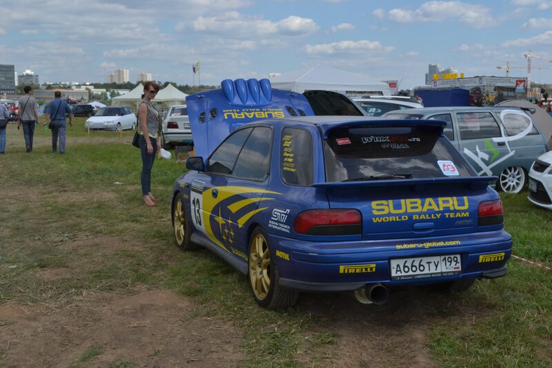 Subaru rally car at outdoor event