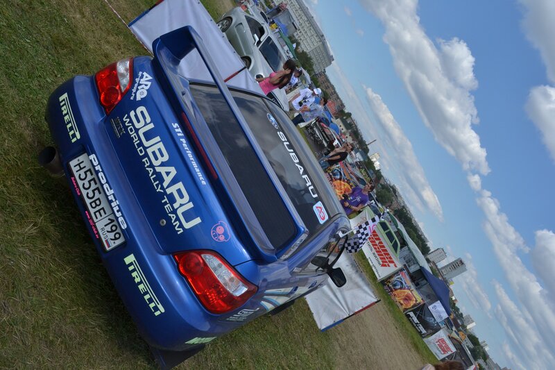 Subaru rally car at outdoor event
