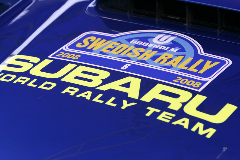 Subaru rally car branding