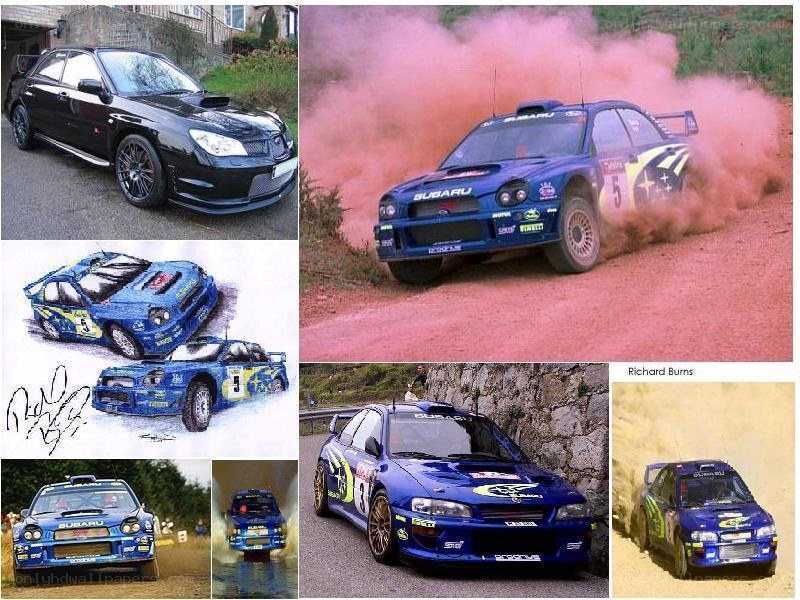 Subaru rally car collage