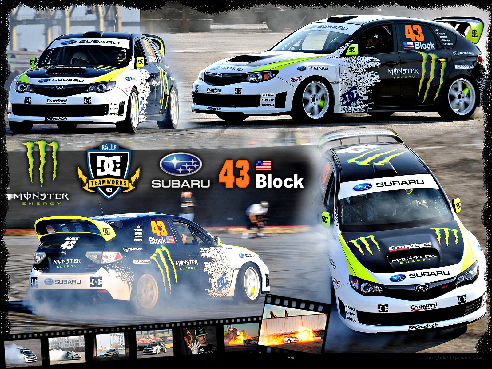 Subaru rally car collage