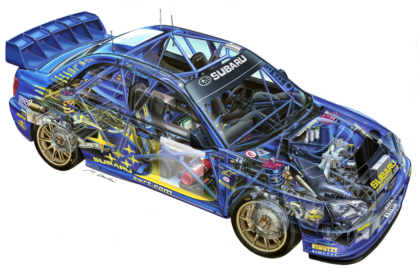 Subaru rally car cutaway