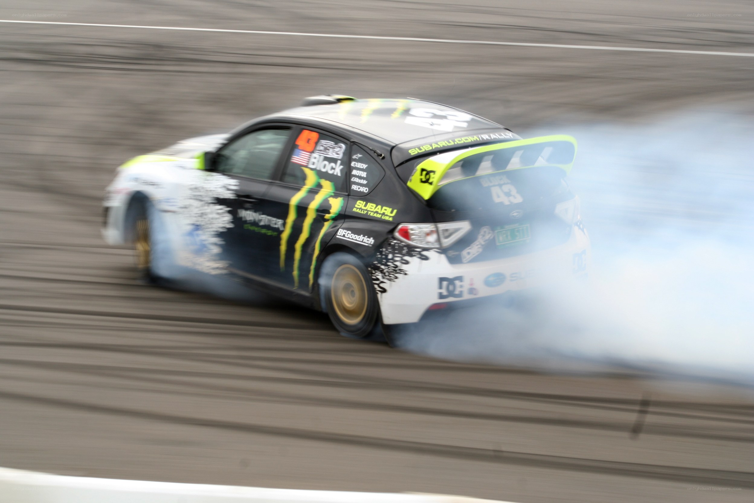 Subaru rally car drifting