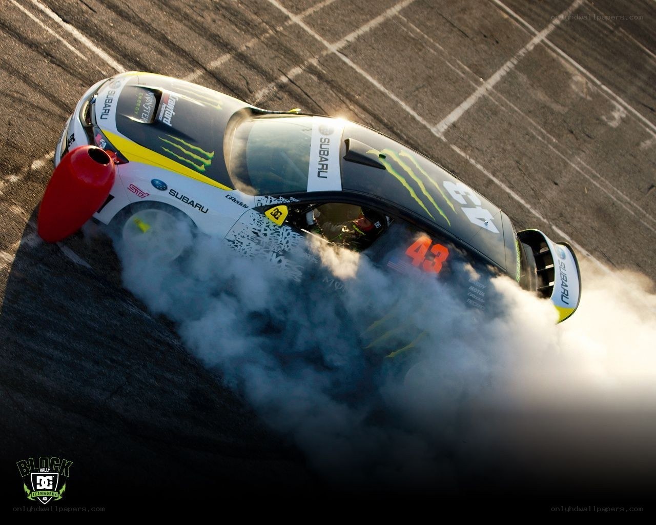 Subaru rally car drifting