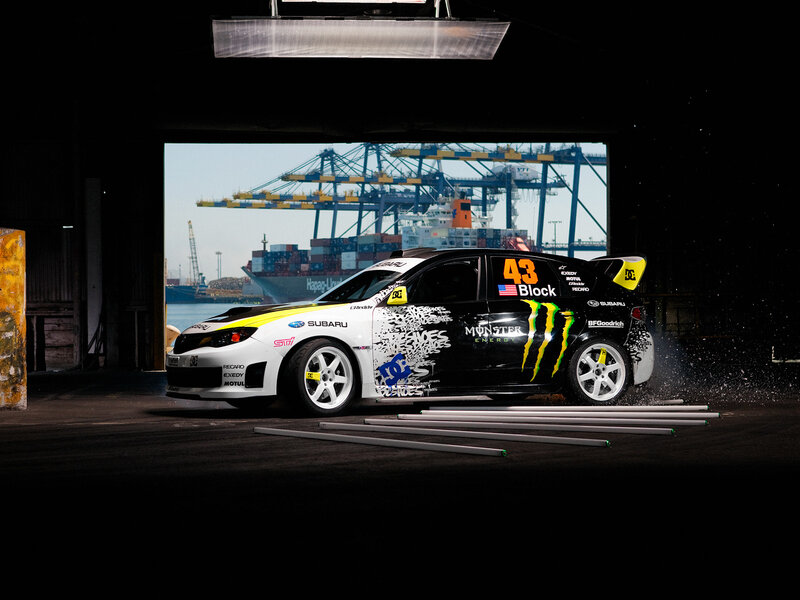 Subaru rally car drifting