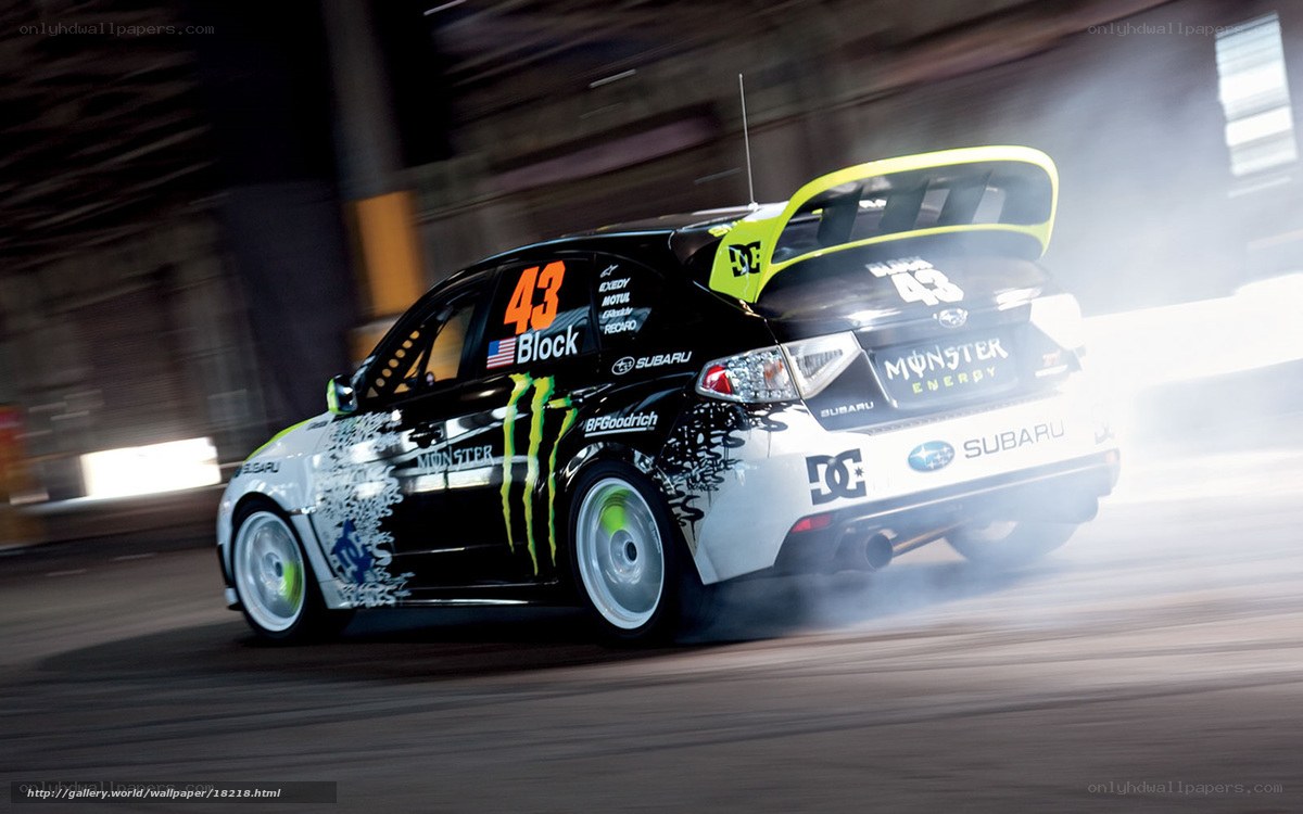 Subaru rally car drifting