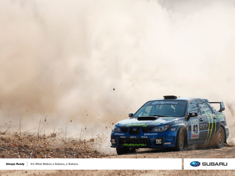 Subaru rally car in action