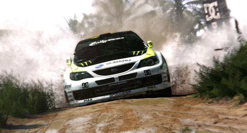 Subaru rally car in action
