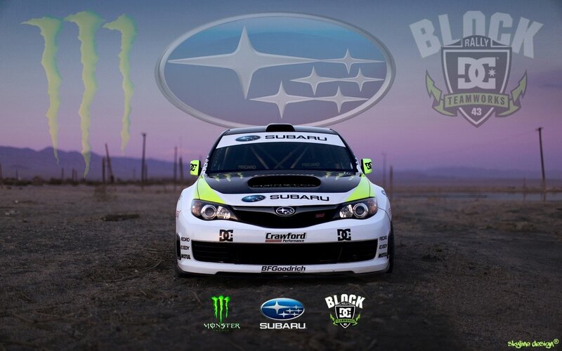 Subaru rally car in desert