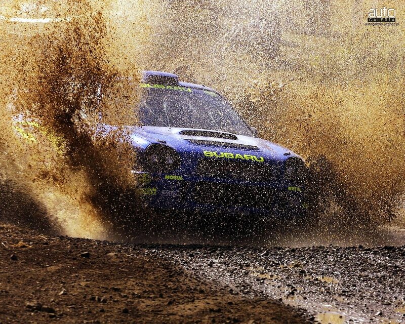 Subaru rally car in mud