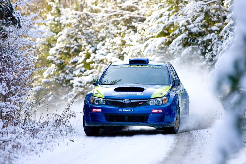 Subaru rally car in snow